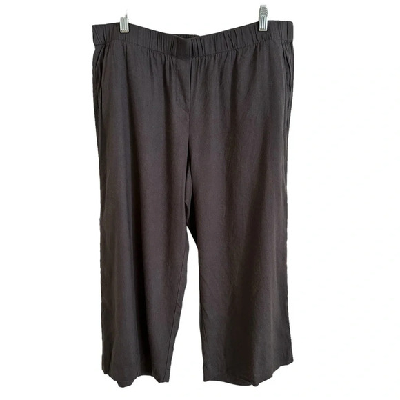 J Jill Womens Petite Large LP Gray Pull On Woven Cropped Pants Wide Leg Grey - Picture 1 of 3